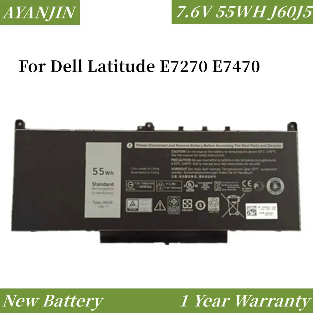 New 7.6V 55Wh J60J5 Replacement Laptop Battery For Dell Latitude E7270 E7470 J60J5 R1V85 MC34Y 242WD
