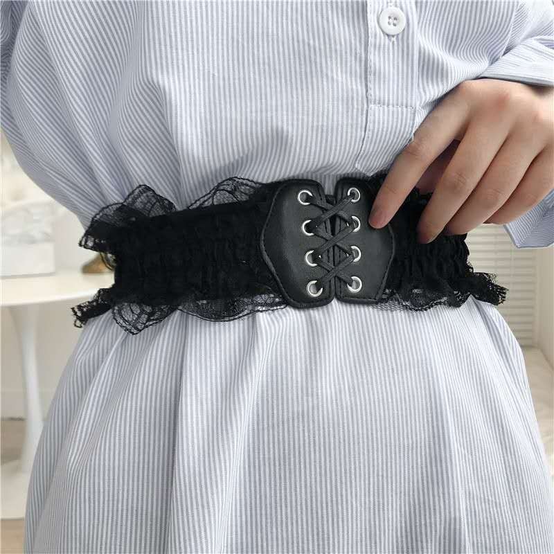 Lace Waist Belt Women's Cute Waist Figure Flattering Belt Belt with Skirt Retro Temperament Women's 