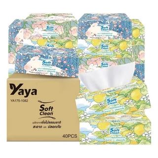 [1 ลัง 40 ห่อ] กระดาษทิชชู่เช็ดหน้า หนา 4 ชั้น Yaya Soft Clean เนื้อนุ่ม เหนียว ไม่เป็นขุย