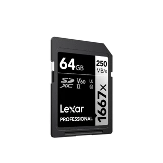 Lexar SD1667x 64GB UHS-II U3 V60 SD Card (เอสดีการ์ด) Full-HD 3D 4K RW250/120MB/s (LSD64GCB1667) เมมโมรี่การ์ด