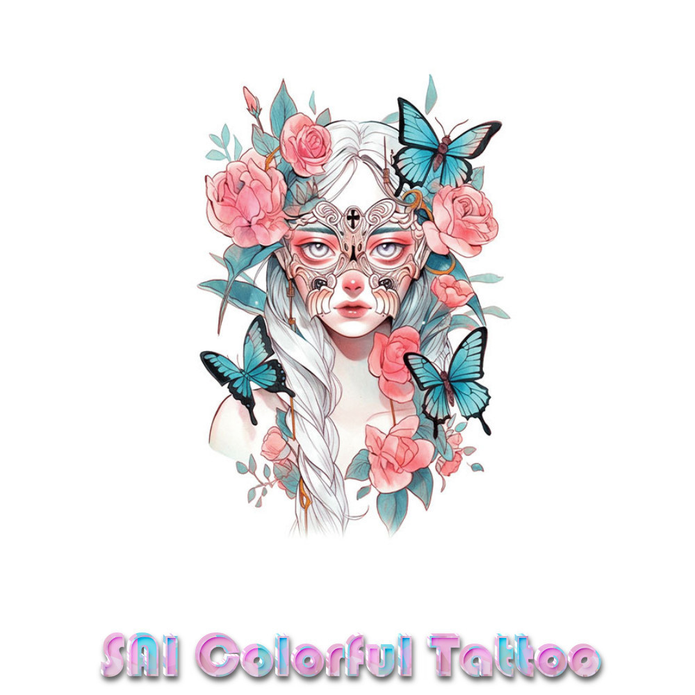 แทททู SAI COLORFUL TATTOO 18CM×11CM แทททูรอยสักกันน้ำ รอยสักชั่วคราว รอยสัก แขน ข้อมือ ข้อเท้า กระดูกไหปลาร้า ผีเสื้อ น่ารัก เด็กสาว เจ้าหญิง โรแมนติก เซ็กซี่ เทพธิดา 138