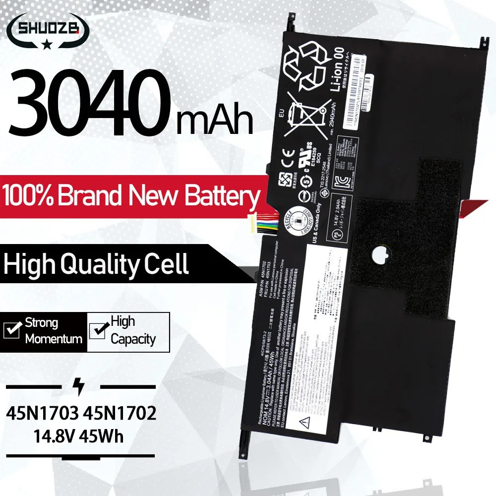 14.8V 45Wh 3040mAh 45N1703 45N1700 45N1701 45N1702 X1 Laptop Battery For Lenovo ThinkPad X1 Carbon G