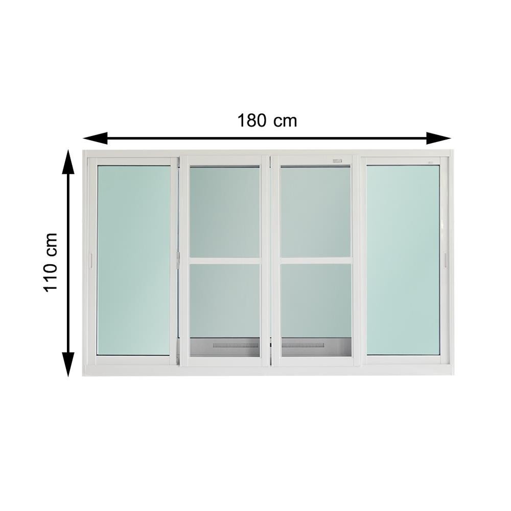 SankyoAlumi หน้าต่างบานเลื่อน อะลูมิเนียม S-F-S มุ้ง SANKYOALUMI J-TRUST VENTILATION 180x110 ซม. สีข