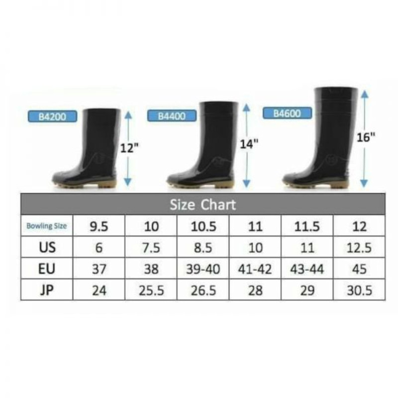 รองเท้าบู๊ท PVC สีดำ BOWLING 4400 สูง 14 นิ้วพื้นยาง