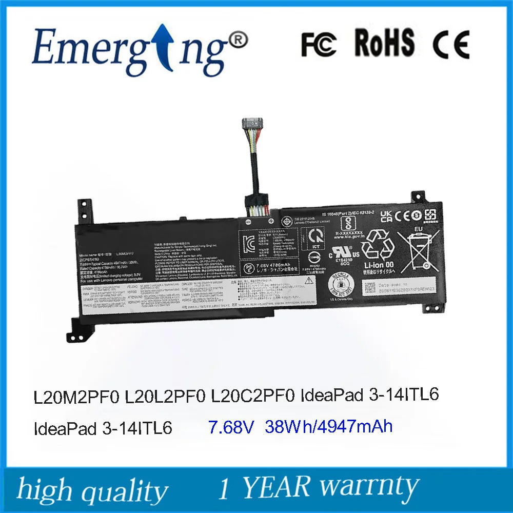 7.68V L20M2PF0 G2แบตเตอรี่สำหรับ Lenovo IdeaPad 3-14ITL6 Gen 6 V14 V15 L20B2PF0 38Wh ITL L20L2PF0 L2