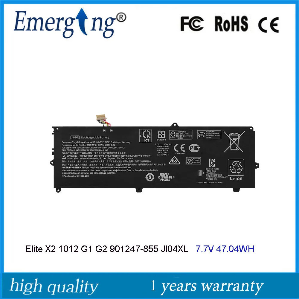 7.7V 47.04Wh ใหม่ JI04XL แบตเตอรี่แล็ปท็อปสำหรับ HP Elite X2 1012 G2 J104XL 901307-541
