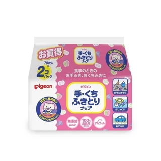 (แพ็คคู่ 2 เพียง 199.-) Pigeon พีเจ้น เบบี้ไวพส์ สูตรแฮนด์แอนด์เม้าท์ 70ชิ้น แพคเดี่ยว/2
