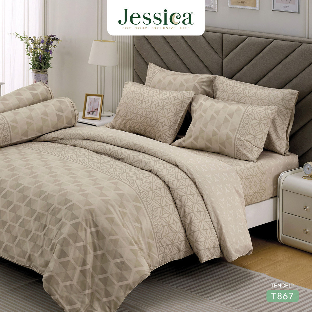 Jessica Tencel T867 พิมพ์ลาย เจสสิก้า ชุดเครื่องนอน ผ้าปูที่นอน ผ้านวม ลวดลายโดดเด่น ให้สัมผัสที่นุ่มลื่นดุจแพรไหม