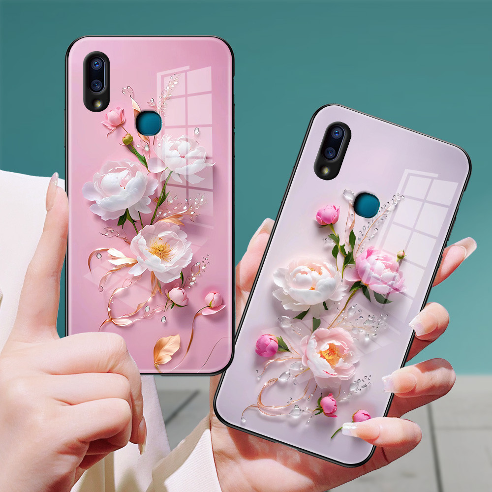 กุหลาบ เคส กระจก vivo v9 v23/e v21/e v20 pro v19 v15 v11i s1 pro Y20/S/A/T/i Y19 Y17 Y12/S Y15 Y11 Y15S/A h3f1128