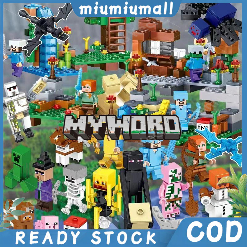 【ราคาถูก COD】ของเล่นมินิโลกของฉัน รูปแบบการก่อสร้างของเล่นโลกของฉัน รูปแบบของบ้านป่าใช้สำหรับเด็ก ของเล่นบล็อกการศึกษา
