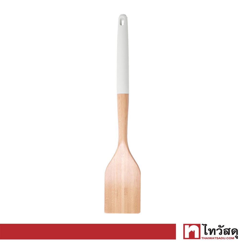 KASSA HOME ตะหลิวไม้ ด้ามซิลิโคน รุ่น SK-1457 สีขาว - บีช