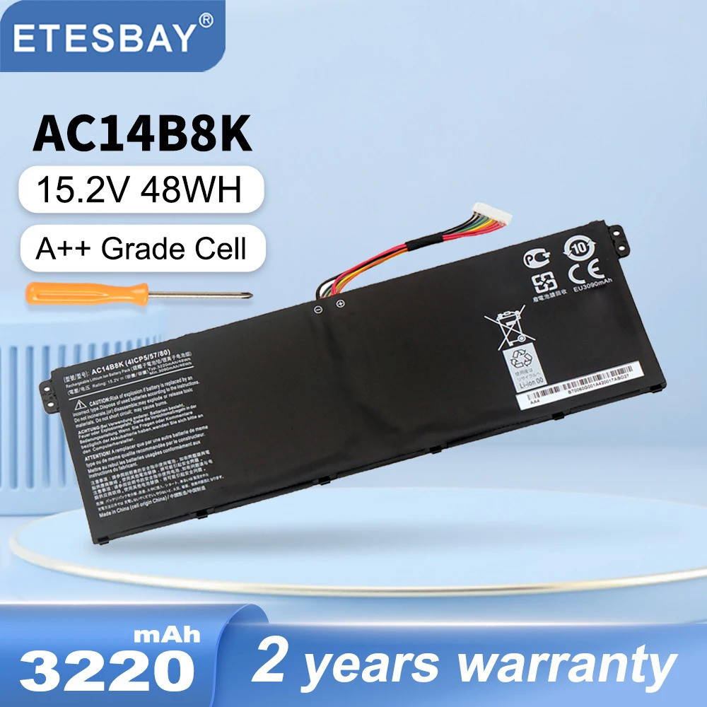 ETESBAY แบตเตอรี่แล็ปท็อป AC14B8K สำหรับ Acer Aspire ES1-311 CB3-111 CB5-311 ES1-511 48WH E5-771G V3