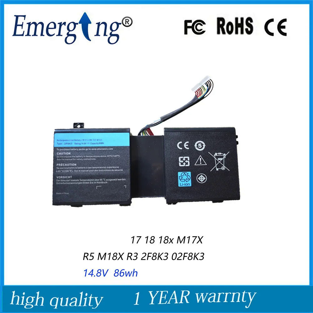 14.8โวลต์86WH ใหม่แล็ปท็อปแบตเตอรี่2F8K3สำหรับ DELL Alienware 17 18 18x M17X R5 R3 02F8K3