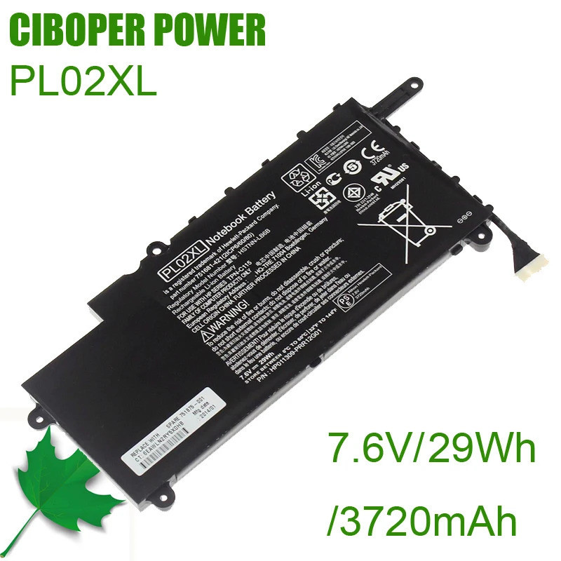 CP แบตเตอรี่แล็ปท็อป PL02XL 7.6V/29WH สำหรับ Pavilion 11 X360 11-n010dx 11-n000snx 11-N030TU 751681-