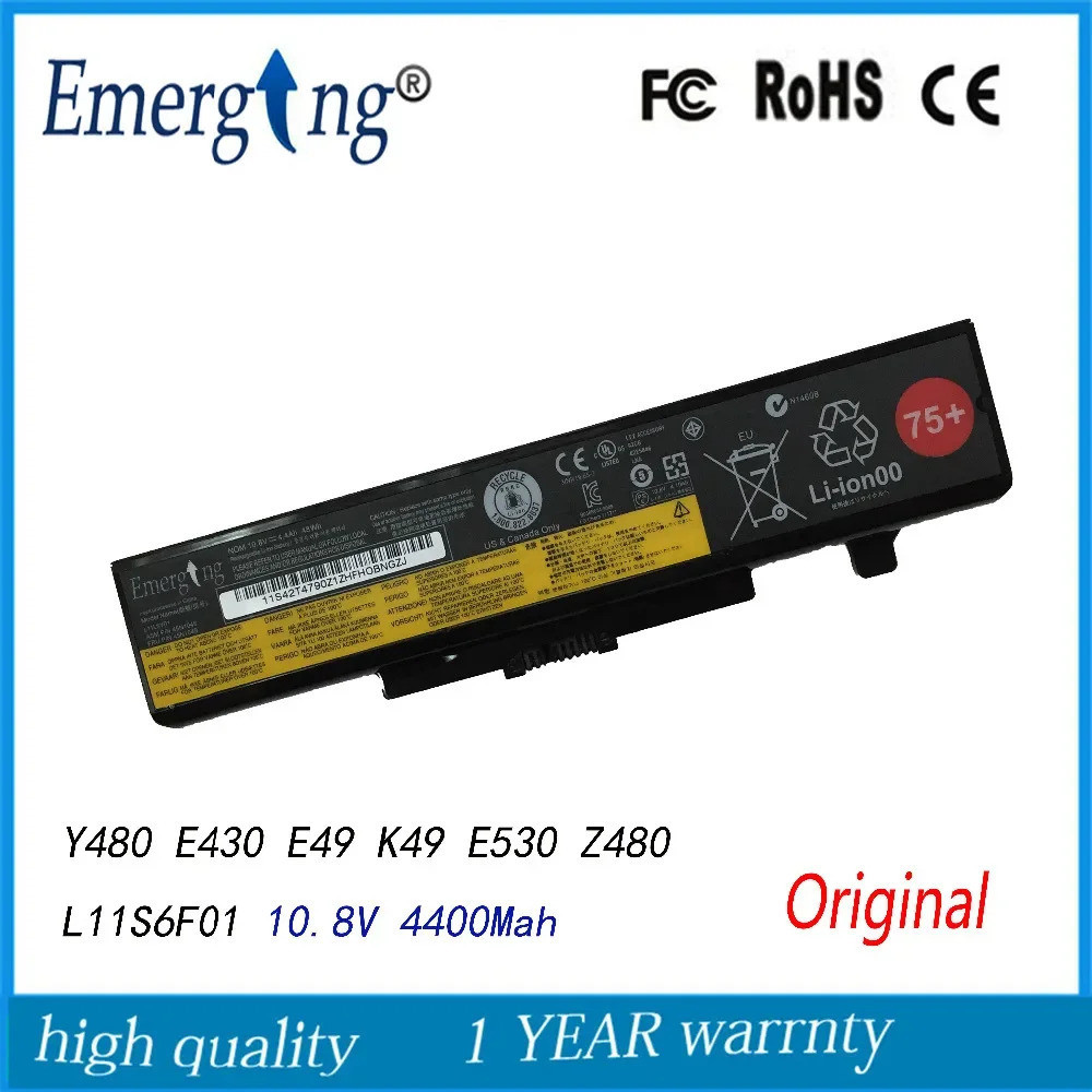 10.8V 48WH ใหม่แบตเตอรี่แล็ปท็อปสำหรับ Lenovo IdeaPad Y480 Y580 V480 V580 Edge L11L6F01 E435 E530 E5