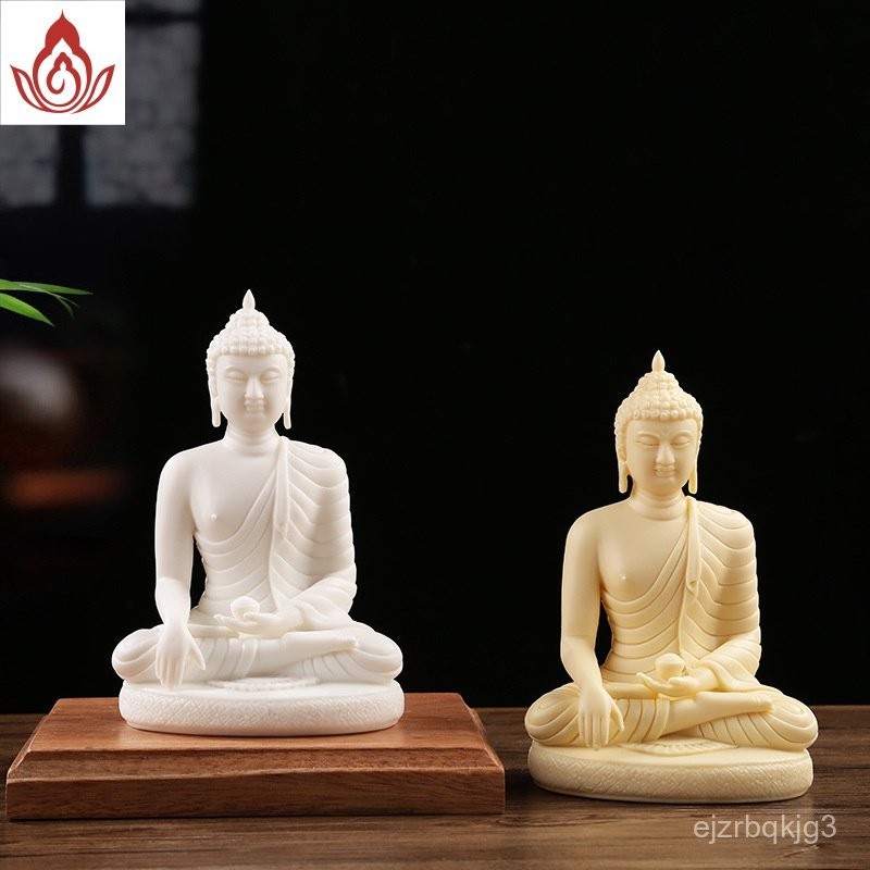 ของตกแต่งเซรามิก《สีขาวน้ำมันหมู พระพุทธรูปศากยมุนี》เครื่องประดับในครัวเรือนที่อุทิศให้กับพระพุทธรูป 