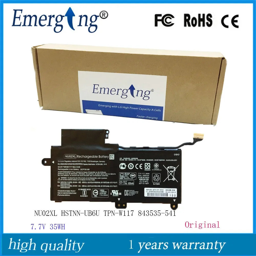 7.7โวลต์35WH ใหม่เดิมแล็ปท็อปแบตเตอรี่ NU02XL สำหรับ HP Pavillion X360 M1 HSTNN-UB6U 843535-541