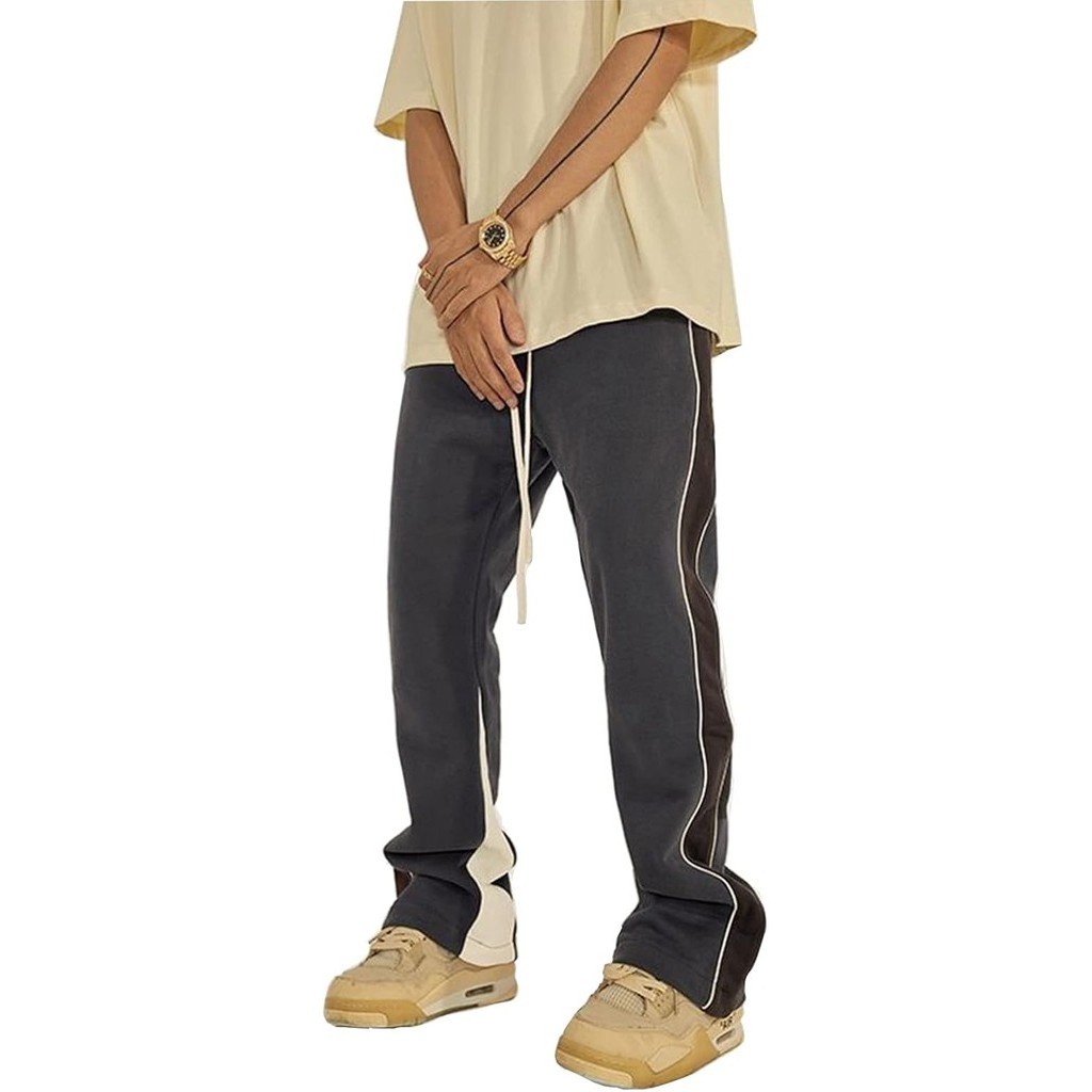 FashionFaux Suede Sweatpants Women Flare Dancing Joggers Men's Patchwork Streetwear Trousers