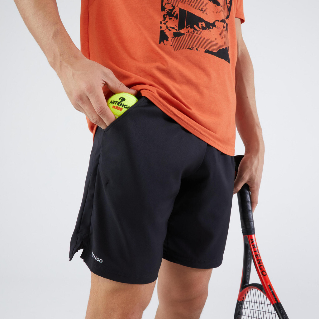 ARTENGO - กางเกงขาสั้นผู้ชายรุ่น Essential+ (สีดำ) - Men's Tennis Shorts Essential+ - Black