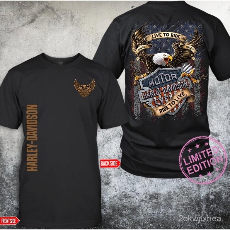 【High quality】Harley-Davidson Apparel  CUSTOM TEXT NAME 3D TSHIRT
