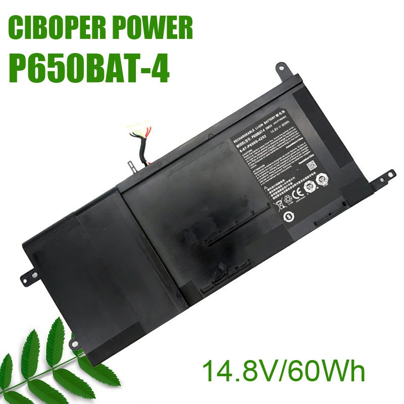 CP แบตเตอรี่แล็ปท็อป P650BAT-4 14.8V 60Wh สำหรับ P650 P651 P655 CRA P670-RG SAGER NP8650 NP8651 NP86