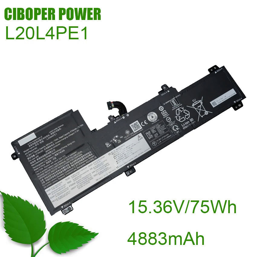CP แบตเตอรี่ L20L4PE1 75Wh/4883MAh L20M4PE1 L20C4PE1สำหรับ IdeaPad 5 Pro-16ACH6 Pro-16IHU6 IdeaPad C
