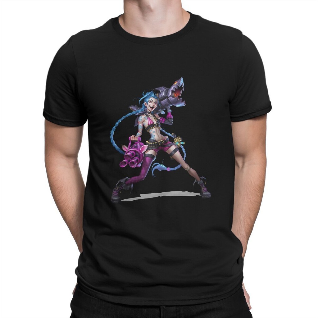【COD】Acrane LOL Anime Jinx Fight Tshirt Graphic Men Polyester Tops Vintage Punk Summer Clothes Haraj