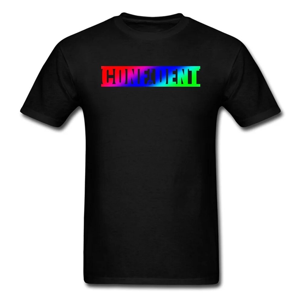 【COD】Confident LGBT T-shirt Men Letter T Shirt Gay Pride Tshirt Short Sleeve Black Tops Tees Cotton 