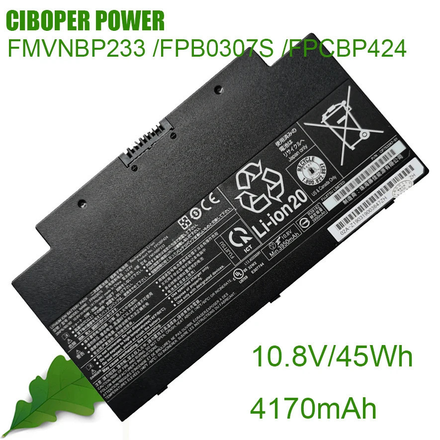 CP แบตเตอรี่แล็ปท็อป FMVNBP233 FPB0307S FPCBP424 10.8V/45Wh/4170MAh สำหรับ LifeBook A556 A556 /G /M 