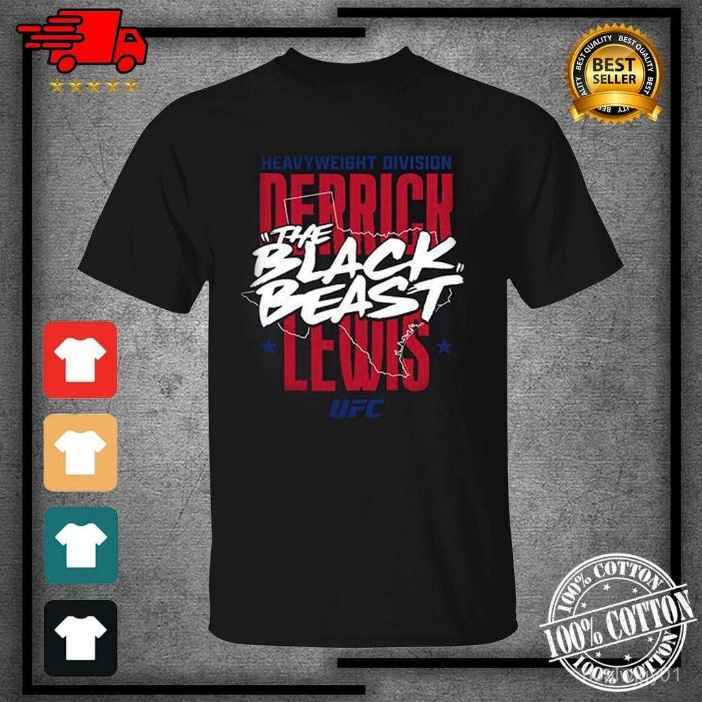 【High quality】T Shirt for Men Funny Pattern Tshirts Men'S Ufc Derrick The Black Beast Lewis T-Shirt