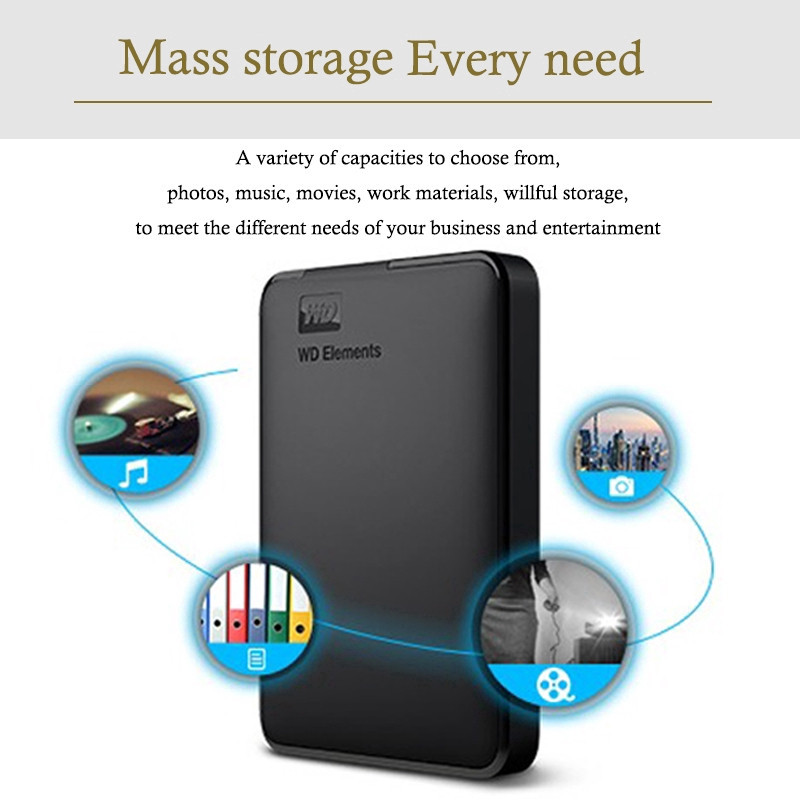 WD External Harddisk 1TB/2TB ฮาร์ดดิสก์แบบพกพา USB 3.0 ฮาร์ดดิสก