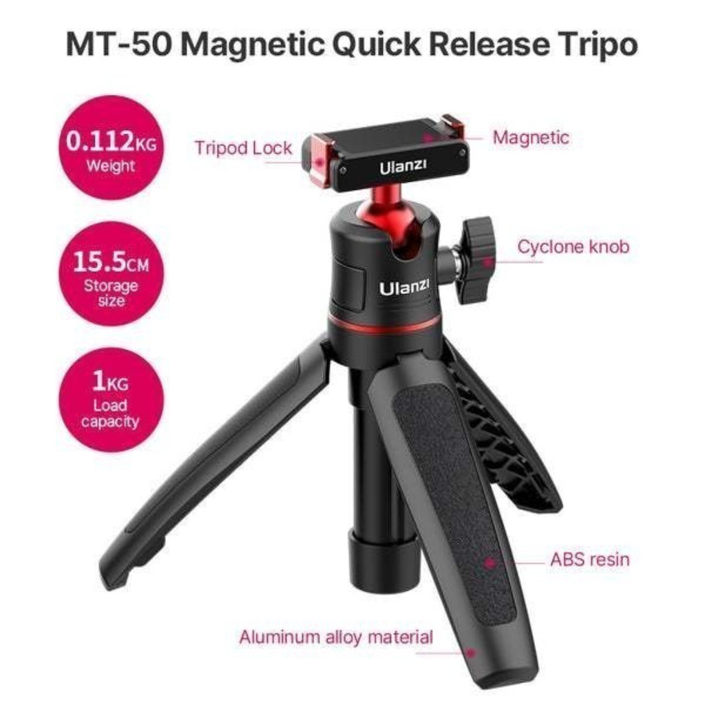 Ulanzi MT50 Magnetic Quick Release Tripod ขาตั้งกล้อง ไม้เซลฟี่ ระบบปลดเร็ว สำหรับ DJI Action 2/3/4