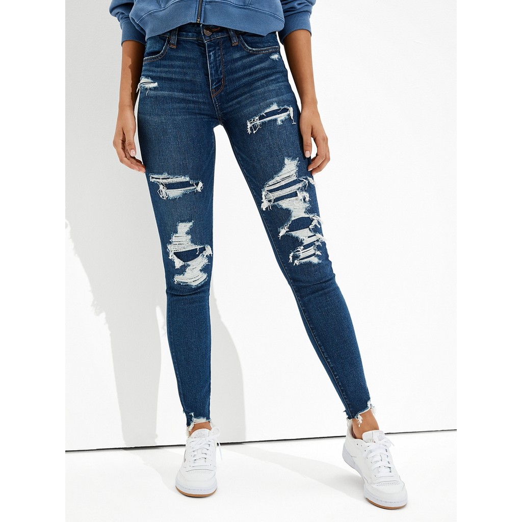 American Eagle กางเกงยีนส์ผู้หญิงเจกกิ้ง เอวสูง HI-RISE JEGGING สี BRIGHT COBALT - 043-3595-496