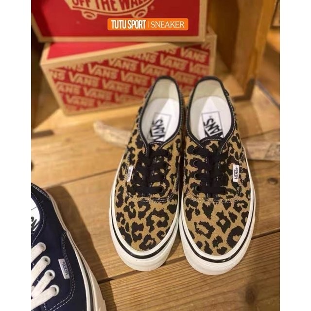 T.L Tourer Sports Vans Authentic 44 DX ลายเสือดาว ครีม ก้นสาย Ah Xian เวอร์ชั่นเต็ม สีดำ ส้ม ลายเสือ