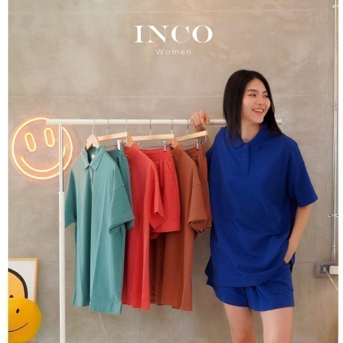 INCO WOMEN เสื้อโปโลแขนสั้นทรง OVER SIZE