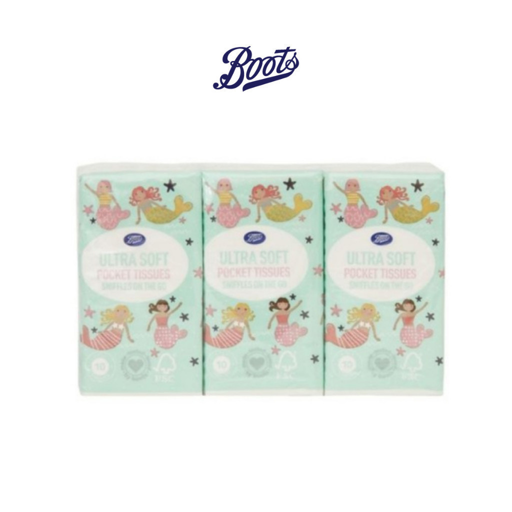 BOOTS บู๊ทส์ อัลตร้า ซอฟท์ พ็อคเก็ต ทิชชูส์ 6 แพ็ค (MERMAID)