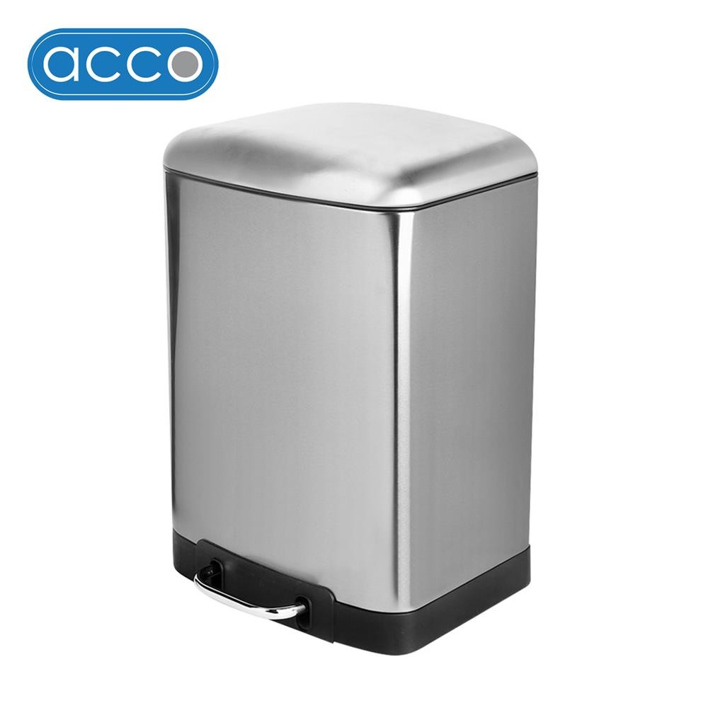 HomePro ถังขยะเหยียบเหลี่ยม GENTLE CLOSE 12 ลิตร สีเงิน แบรนด์ ACCO