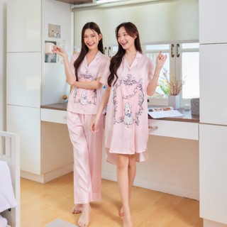 ชุดนอน Muslin pajamas [ โค้ด MUSSEP130 ลด 130 ฿] ชุดนอน  ซาติน Silk Satin ผ้านุ่มลื่น ใส่สบาย ( รุ่น K981,T981,L981)