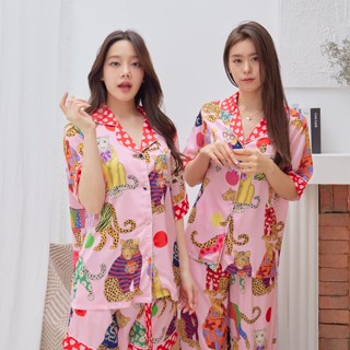 ชุดนอน Muslin pajamas [ โค้ด MUSSEP130 ลด 130 ฿] ชุดนอน  ซาติน Silk Satin ผ้านุ่มลื่น ใส่สบาย ( รุ่น N1148,T1148,P1148)