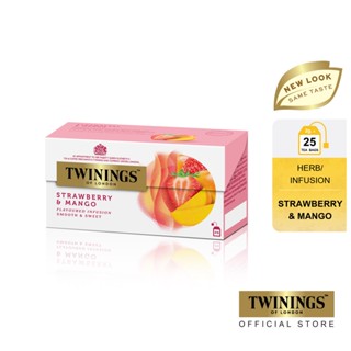 ทไวนิงส์ เครื่องดื่ม สตรอเบอร์รี่ แอนด์ แมงโก้ ชนิดซอง 2 กรัม แพ็ค 25 ซอง Twinings Strawberry &amp; Mango 2 g. Pack 25 Tea Bags ชาผลไม้ มะม่วง