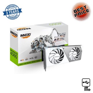 VGA INNO3D GEFORCE RTX 4060 TWIN X2 WHITE OC - 8GB GDDR6 [N40602-08D6X-173051W] ประกัน 3Y การ์ดจอ