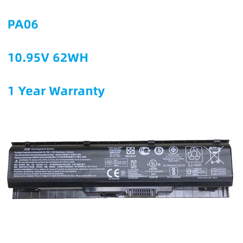 10.95V 62WH PA06 Laptop Battery For HP Omen 17-w000 17-w200 17-ab000 17t-ab200 HSTNN-DB7K 849571-221
