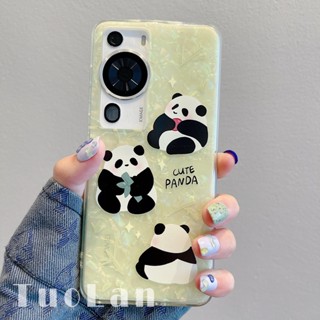 เคสโทรศัพท์มือถือ ลายการ์ตูนแพนด้า สีเขียว สําหรับ Huawei p60 p40pro p50pro p50e p30 nova10 9 glory 80 70 90 50