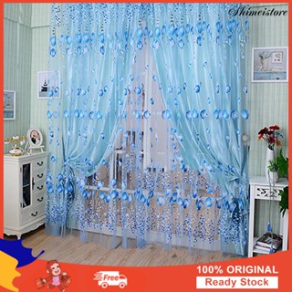 ผ้าม่าน Tulle ดอกไม้ Voile ผ้าม่านม่านหน้าต่างผ้าม่าน Sheer Valances Divider