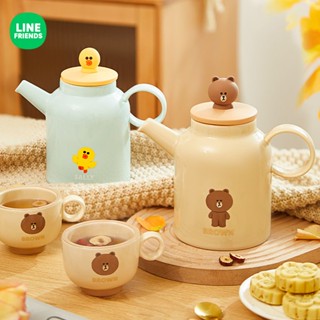 ❈LINE FRIENDS ถ้วยกาต้มน้ำเย็น กาต้มน้ำเย็นเซรามิก ถ้วยน้ำในครัวเรือน ชุดน้ำชาทนความร้อนสูง ชุดถ้วยชา