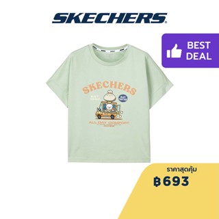 Skechers สเก็ตเชอร์ส เสื้อยืดแขนสั้นเด็กผู้หญิง Girl Laughing Animal Short Sleeve Tee Apparel - L223G016-02SG