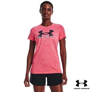 Under Armour UA Womens Tech™ Twist Script Short Sleeve อันเดอร์ อาร์เมอร์ เสื้อออกกำลังกายสำหรับเทรนนิ่ง สำหรับผู้หญิง