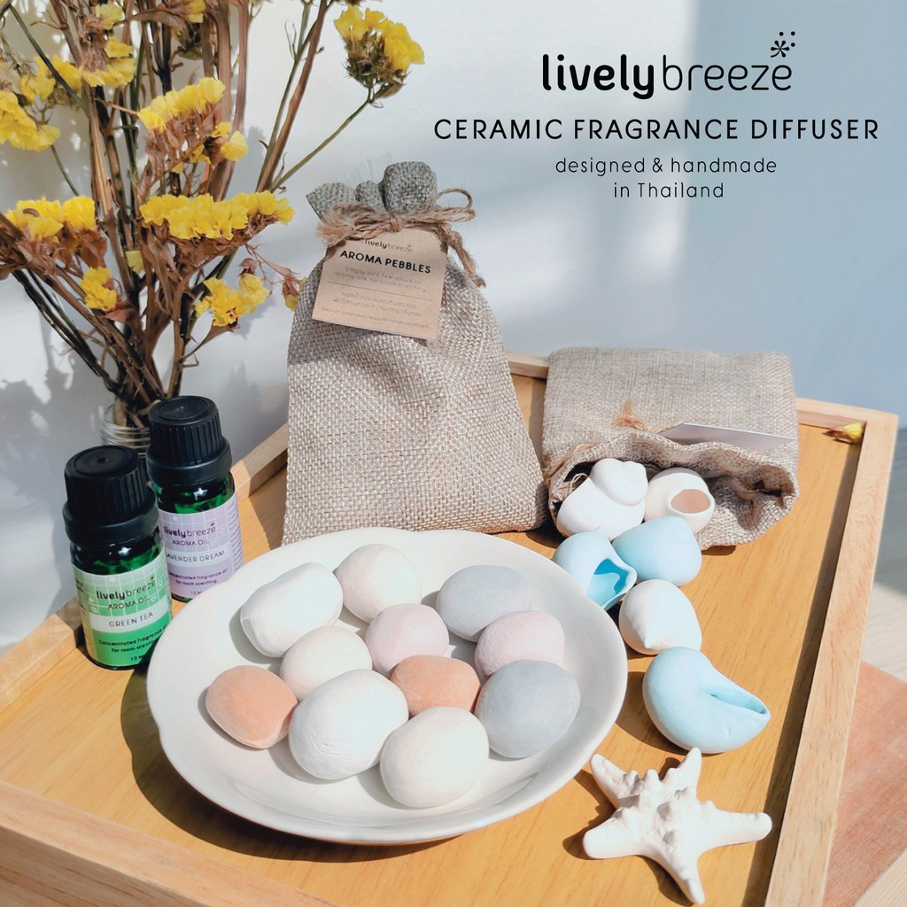 LIVELY BREEZE เซรามิกอโรม่า สำหรับหยดน้ำหอม Pebbles Pack/Shells Pack