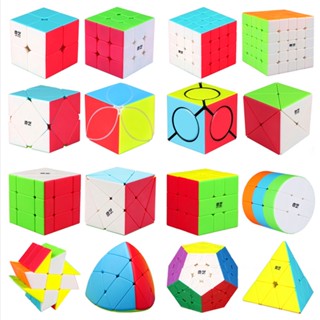 ☒✼✥Qiyi ระดับ 2, 3, 4 และ 5 Rubik s Cube สีทึบพีระมิดรูปพิเศษแนวทแยงมุมเปิดห้า Magic