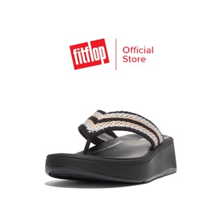 FITFLOP F-MODE CROCHET FLATFORM รองเท้าแตะแบบหูหนีบผู้หญิง รุ่น GM8-001 สี BLACK